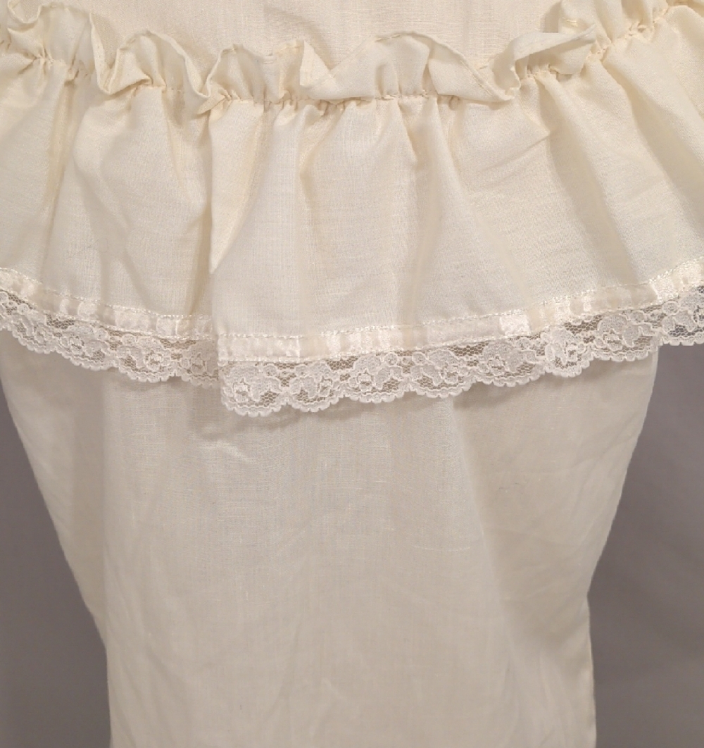 Gunne Sax Vintage Lace-Trim Ruffle High-Neck Shell Top - Cream Sleeveless - Picture 5 of 7